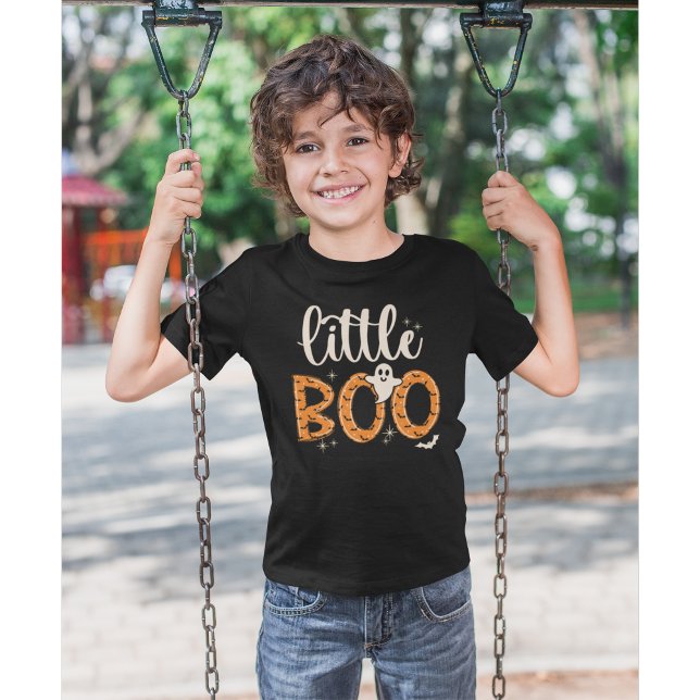 Camiseta Little Boo Halloween Naranja lindo (Criador carregado)