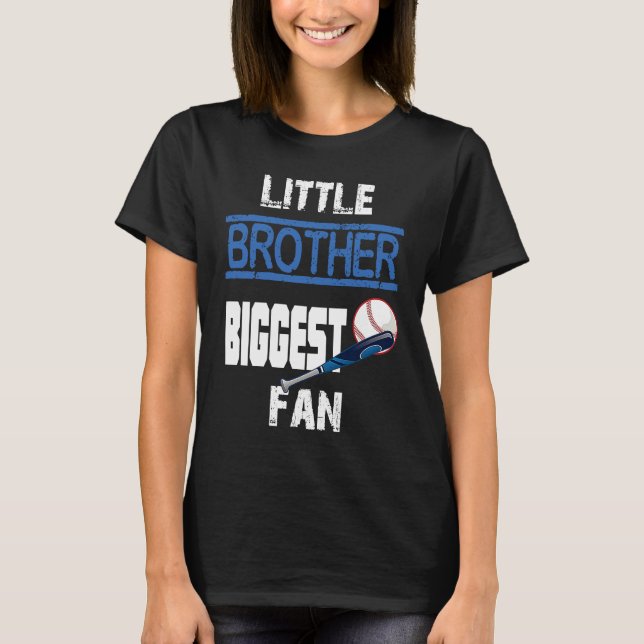 Camiseta Little Brother Biggest Fan Baseball Season For Boy (Frente)