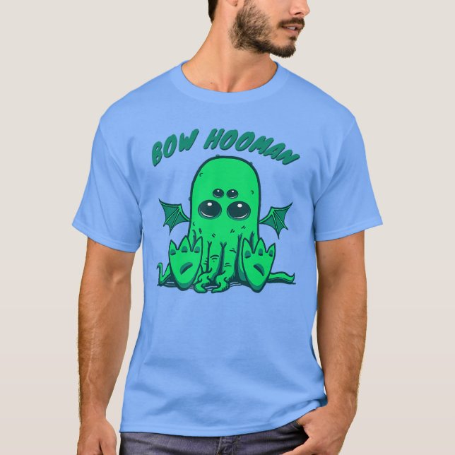Camiseta Little Chubby Kawaii Baby Cthulhu Bow Human Cosmic (Frente)