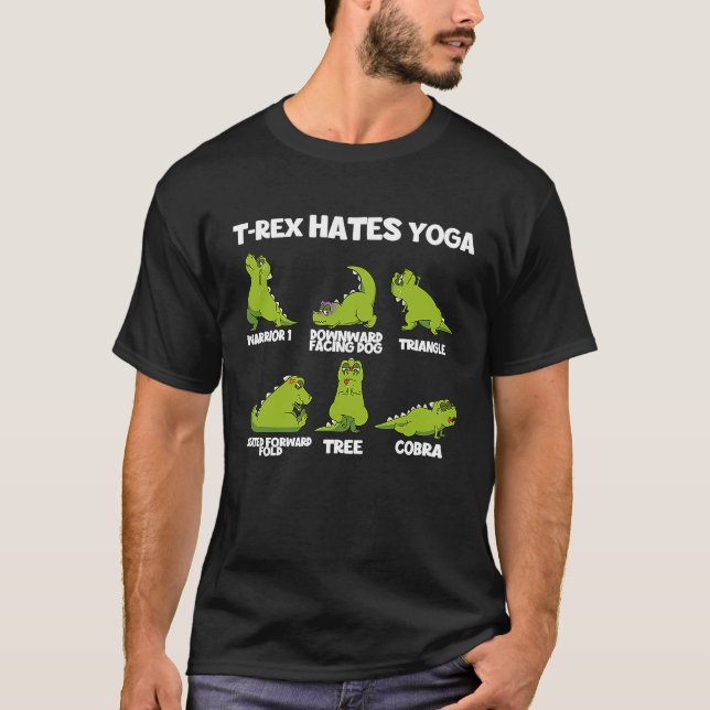 Camiseta Little Dinosaur T Rex Hates Yoga Pose Workout Yogi (Frente)