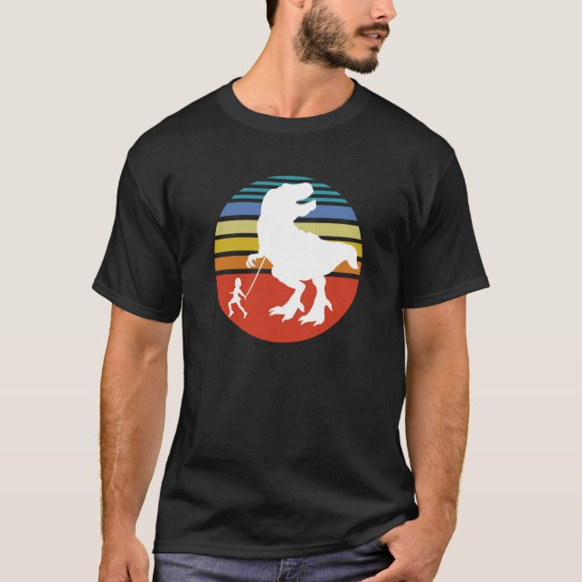 Camiseta Little Dirl walking her Tyrannosaurus Rex (Frente)