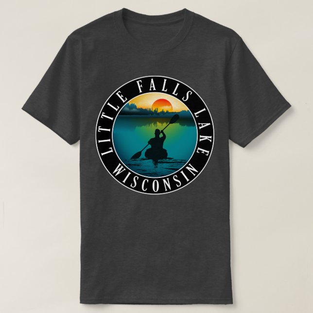 Camiseta Little Falls Lake Wisconsin Kayaking (Frente do Design)