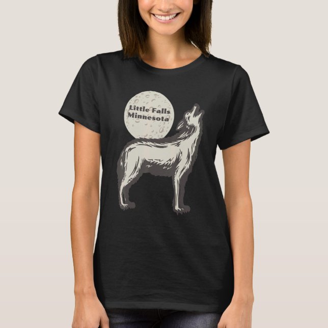 Camiseta Little Falls Minnesota Wolf Moon Howling Souven (Frente)