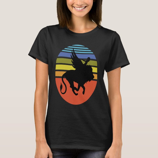Camiseta Little Girl with her Wingled Lion imagination retr (Frente)