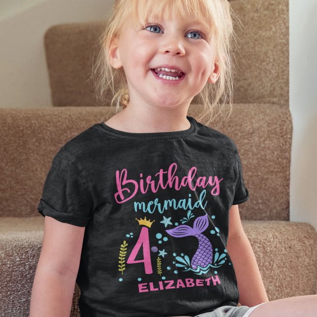 Camiseta Little Mermaid's 4th Birthday Girl (Criador carregado)