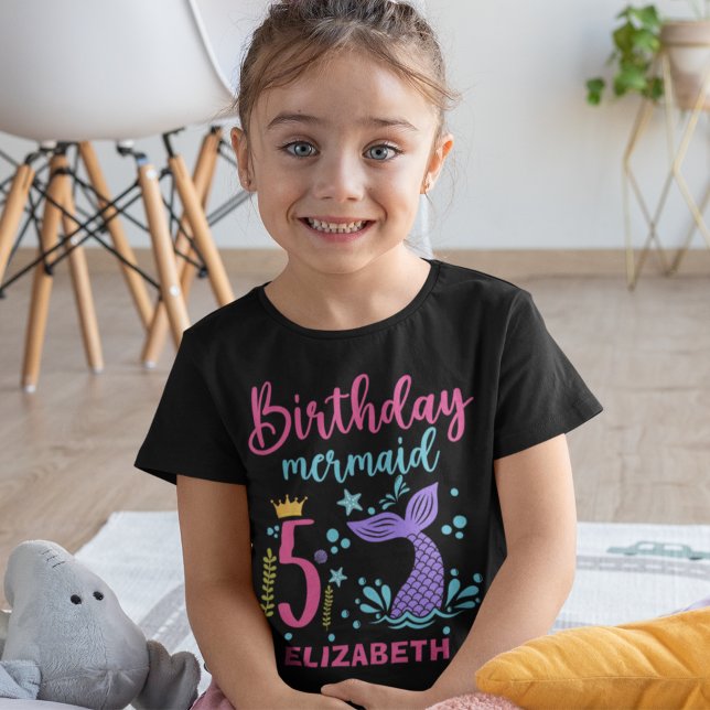 Camiseta Little Mermaid's 5th Birthday Girl (Criador carregado)