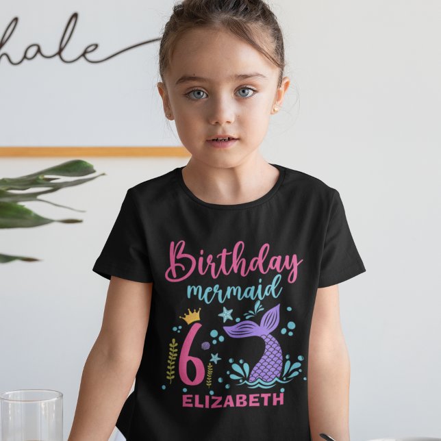 Camiseta Little Mermaid's 6th Birthday Girl (Criador carregado)