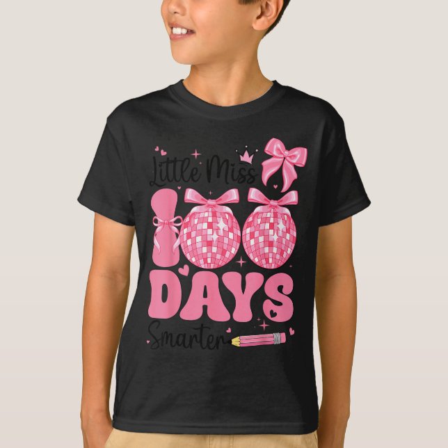 Camiseta Little Miss 100 Days Smarter Kids Girls 100th Day  (Frente)