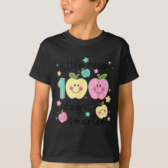 Camiseta Little Miss 100 Days Smarter Kids Girls 100th Day  (Frente)