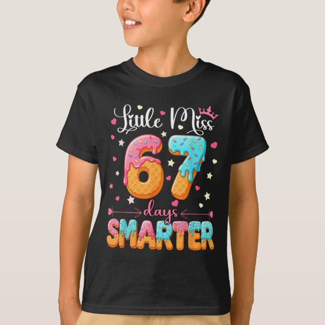 Camiseta Little Miss 67 Days Smarter Kids Girls 67th Day Of (Frente)