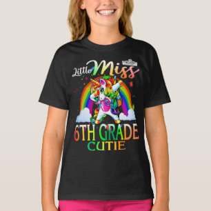 Camiseta Little Miss 6 Grade Cutie Unicorn Rainbow