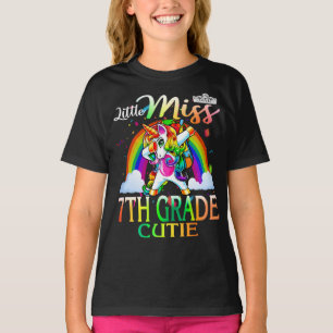 Camiseta Little Miss 7 Grade Cutie Unicorn Rainbow