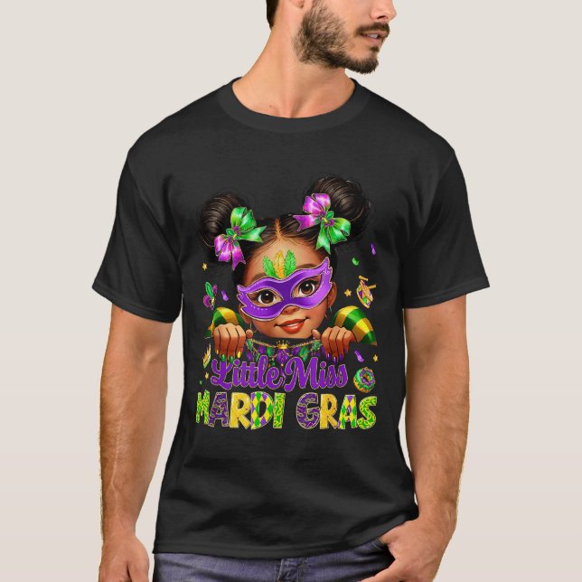 Camiseta Little Miss Mardi Gras Carnival New Orleans Fleur  (Frente)