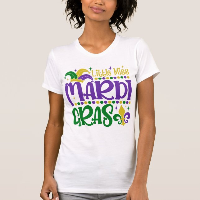 Camiseta Little Miss Mardi Gras Cute Carnival Outfit (Frente)