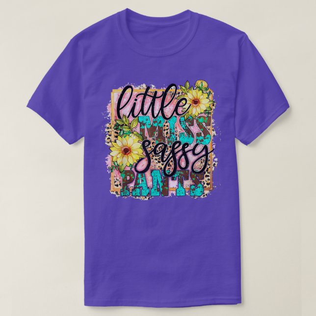 Camiseta Little Miss Sassy Pants Cowhide Sunflower Leopard  (Frente do Design)