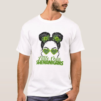 Camiseta Little Miss Shenanigans Irish Leopard Messy Bun Su