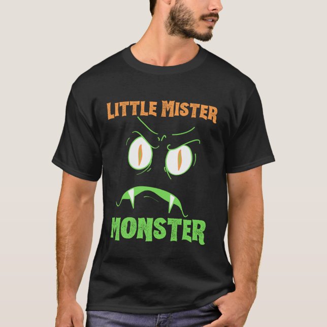 Camiseta Little Mister Monster Halloween Boys Costume Funny (Frente)