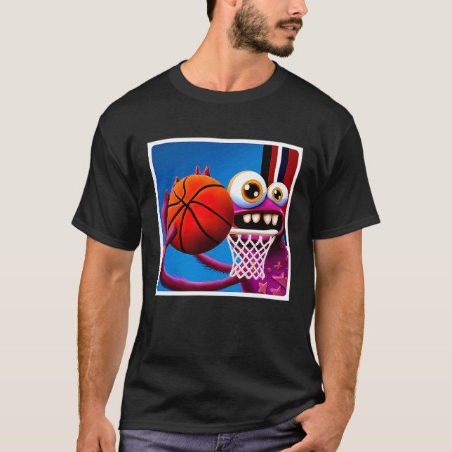 Camiseta Little Monster Playing Basketball (Frente)