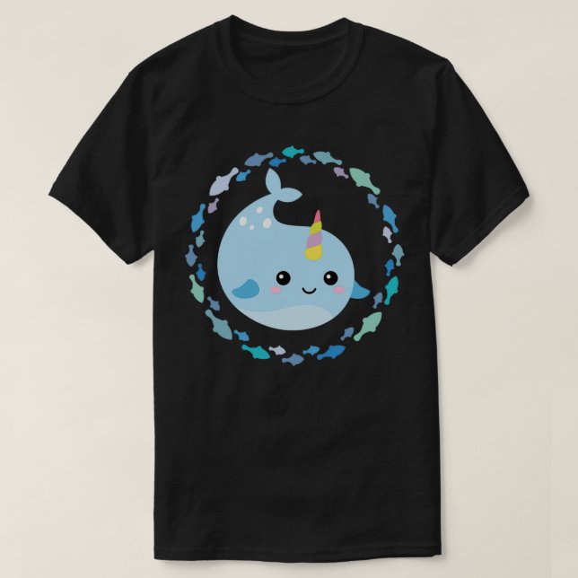 Camiseta Little narwhal unicorn whale 1 (Frente do Design)