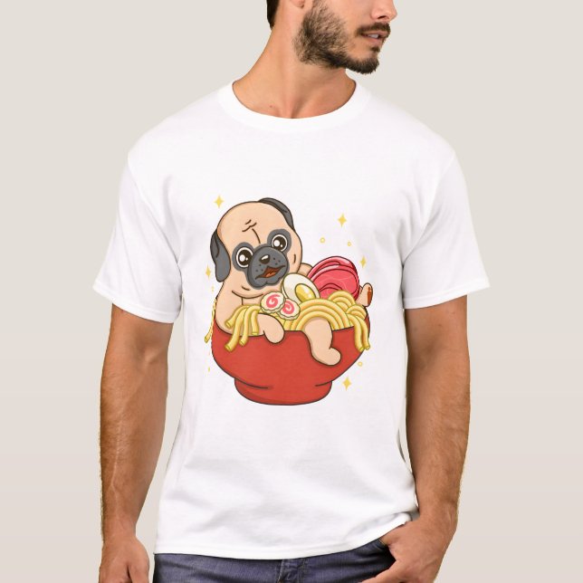 Camiseta Little Pug e Ramen (Frente)