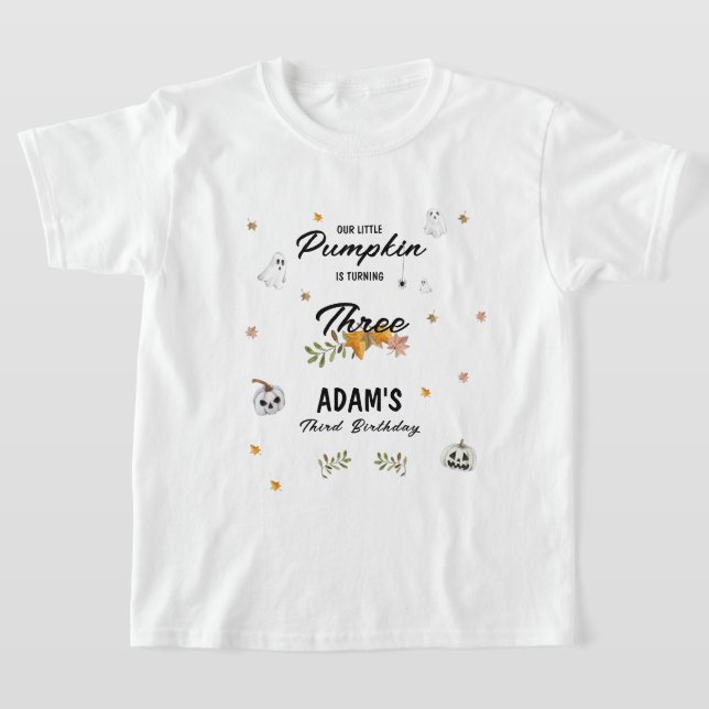Camiseta Little Pumpkin Halloween Any Age Birthday  (Postura )