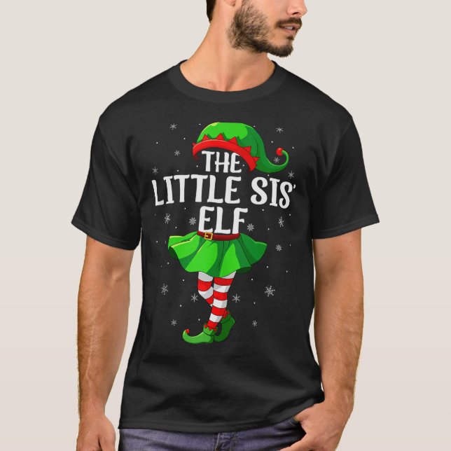 Camiseta Little Sis Elf Christmas Girls Women Elf Squad Xma (Frente)