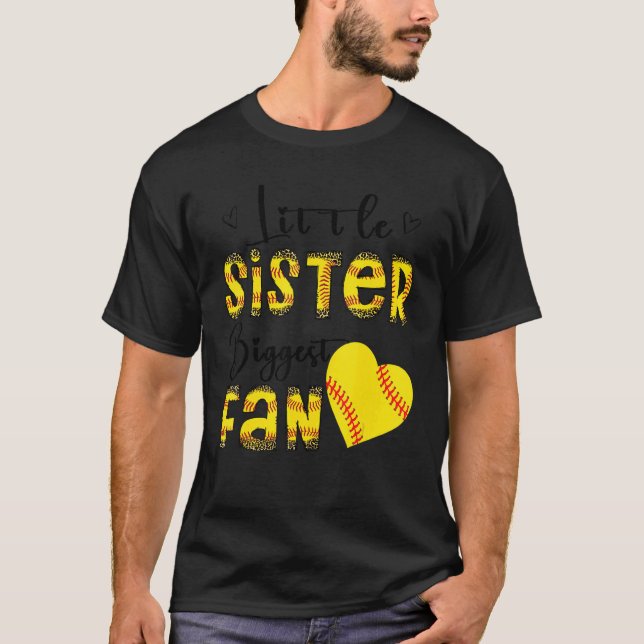 Camiseta Little Sister Biggest Fan Teen Girls Leopard Softb (Frente)