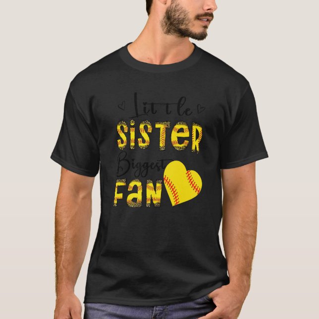 Camiseta Little Sister Biggest Fan Teen Girls Leopard Softb (Frente)