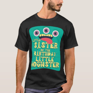 Camiseta Little Sister Birthday Boy Little Monster Matching