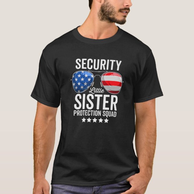 Camiseta Little Sister Protection Squad Funny Big Brother S (Frente)