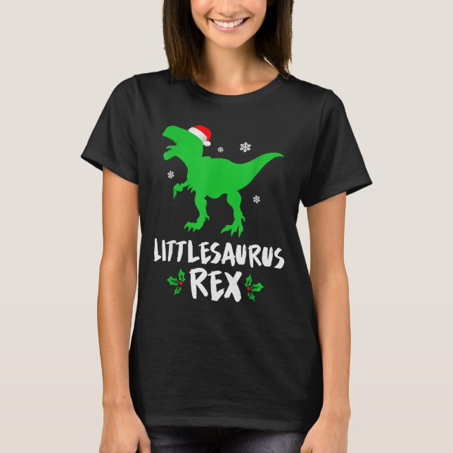 Camiseta Little T Rex Matching Family Christmas Dinosaur Sh (Frente)