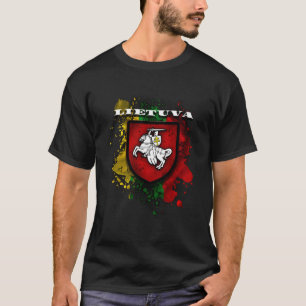 Camiseta Lituânia Atributos Nacionais Dif Bandeira E Vytis