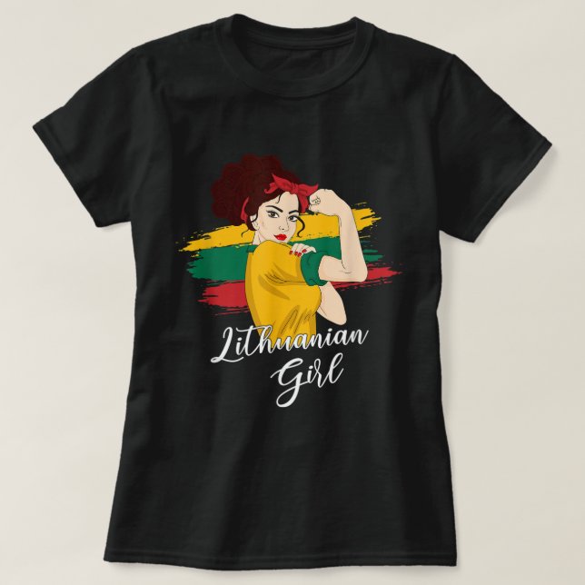 Camiseta Lituânia Girl, mulheres lituanas (Frente do Design)