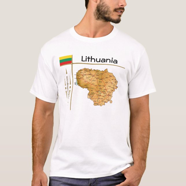 Camiseta Lituânia Mapa + Bandeira + Título (Frente)