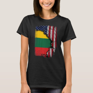 Camiseta Lituânia ROOTS Half American Flag Patrioitc Lie