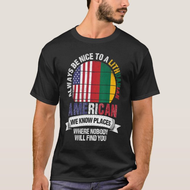 Camiseta Lituano Americano Conhecemos Lugares onde a Lituân (Frente)