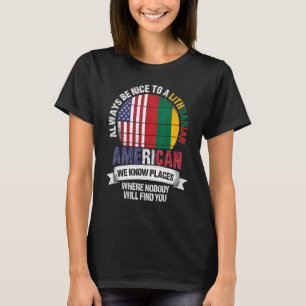 Camiseta Lituano Americano Conhecemos Lugares onde Lituânia