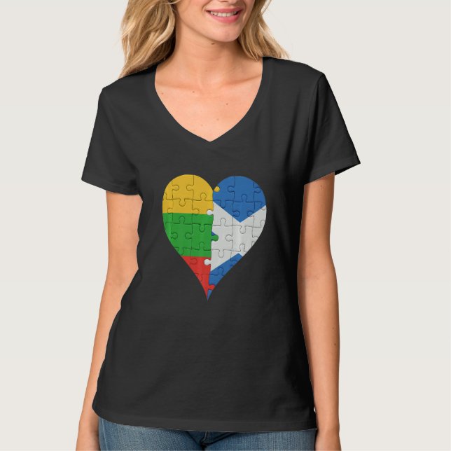 Camiseta Lituano Scottish Flag Heart (Frente)