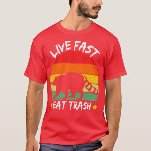 Camiseta Live Fast Come Trash Engraçado Amantes Possum
