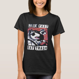 Camiseta Live Fast Come Trash Raccoon Possum Street Cats Di
