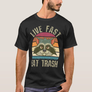 Camiseta Live Fast Comer Trash Panda Raccoon Vintage