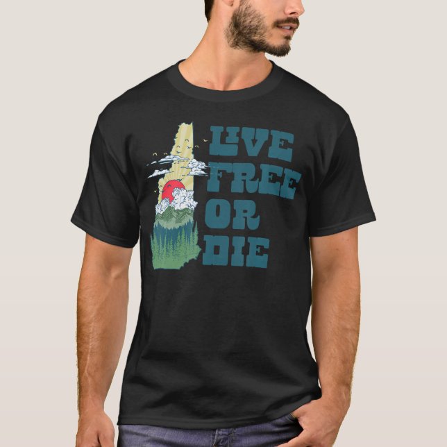 Camiseta Live Free Or Die New Hampshire Outdoor Hiking Stat (Frente)