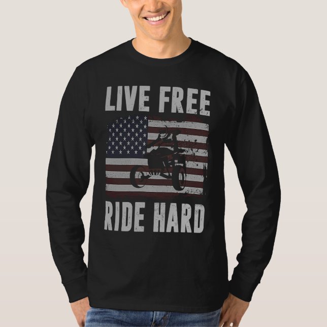Camiseta Live Free Ride Hard 4 Wheeler ATV Quad Racing Amer (Frente)