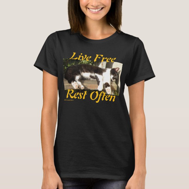 Camiseta "Live Free", Smiler, cute, cat, gift (Frente)