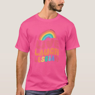 Camiseta Live Laugh Lesbian Flag Rainbow Pride Mês Lgbtq