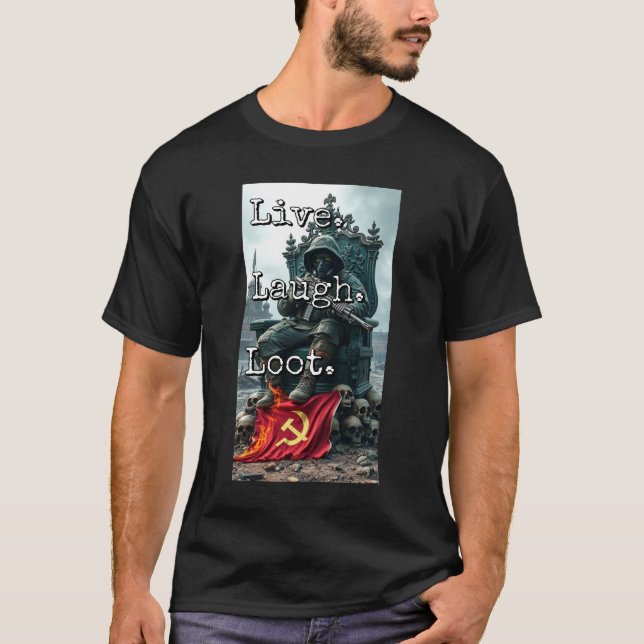 Camiseta Live Laugh Loot Warlord Throne Skull Decor Burning (Frente)