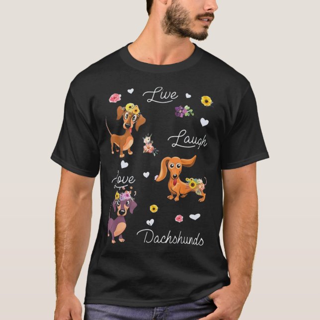 Camiseta Live Laugh Love Dachshund (Frente)
