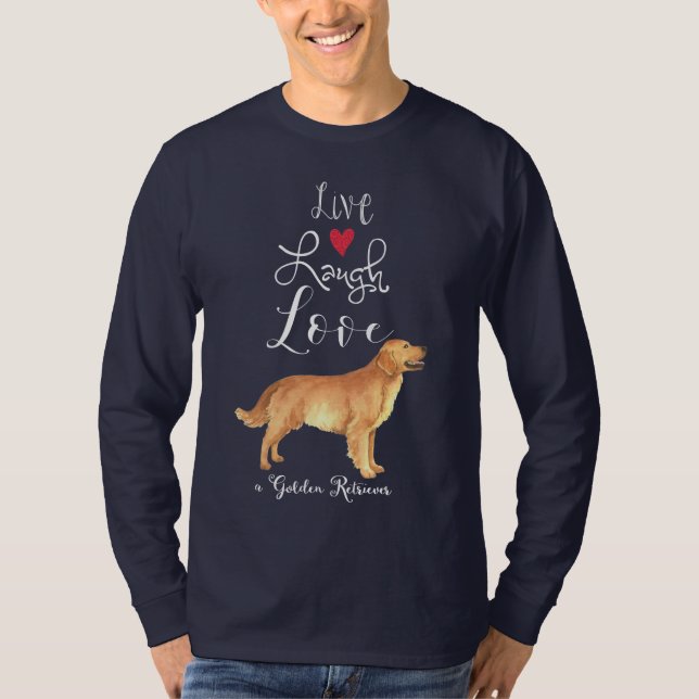Camiseta Live Laugh Love Ouro Retriever T-Shirt (Frente)