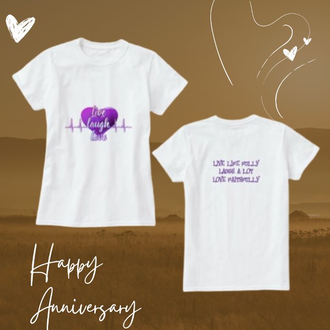 Camiseta Live Laugh Love Purple Modern Life cita (Criador carregado)