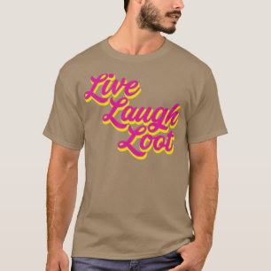 Camiseta Live Laugh Vestido Cor-de-Rosa Amarelo